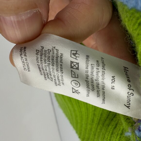 HOUSE OF SUNNY Swan Lake Green/Blue V-Neck Sleeveless Knit Vest US 6 - Picture 10 of 10